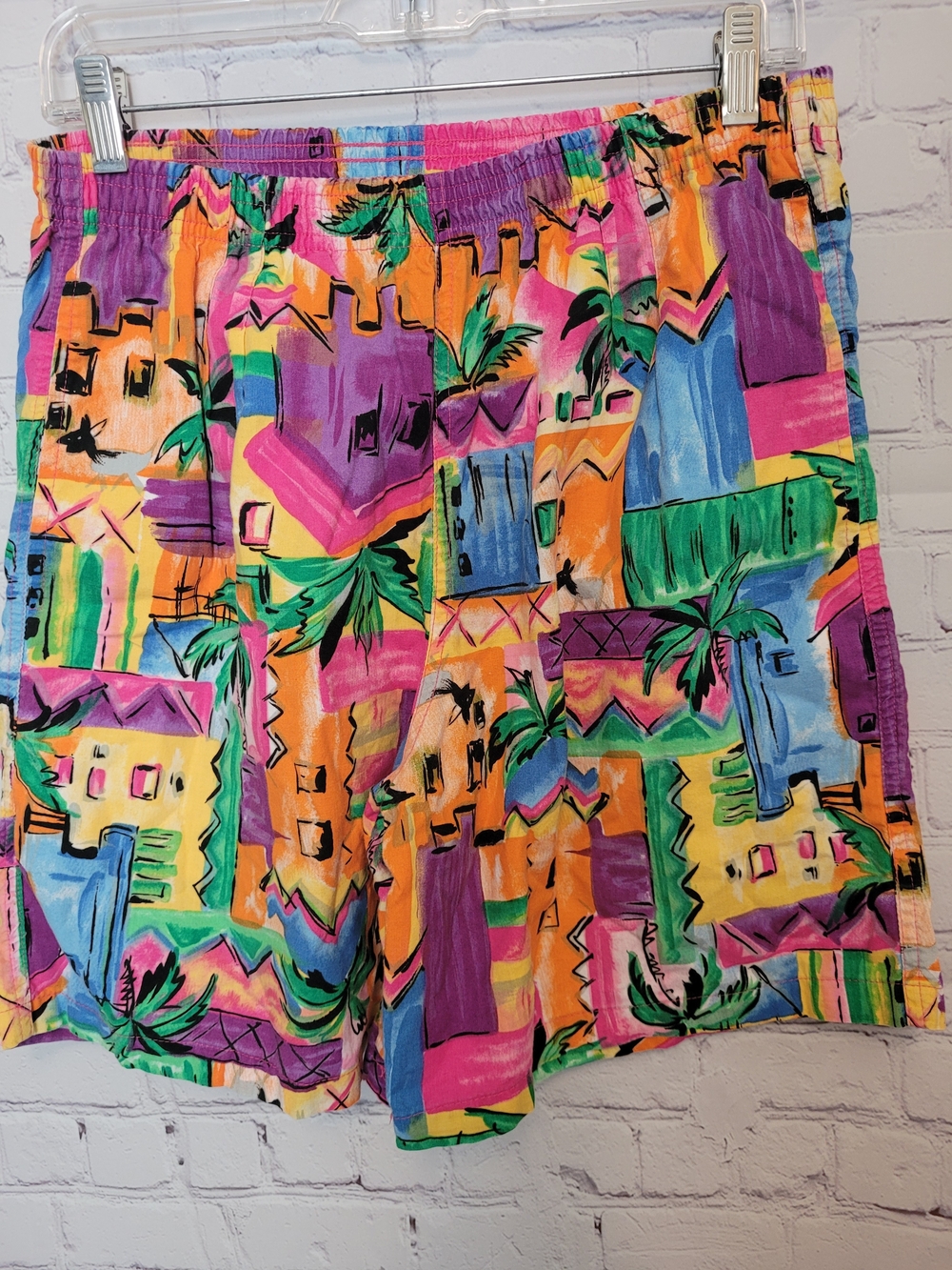 Vintage Fast Lane Size medium Colorful Tropical Hawaiin Pull On Shorts USA
